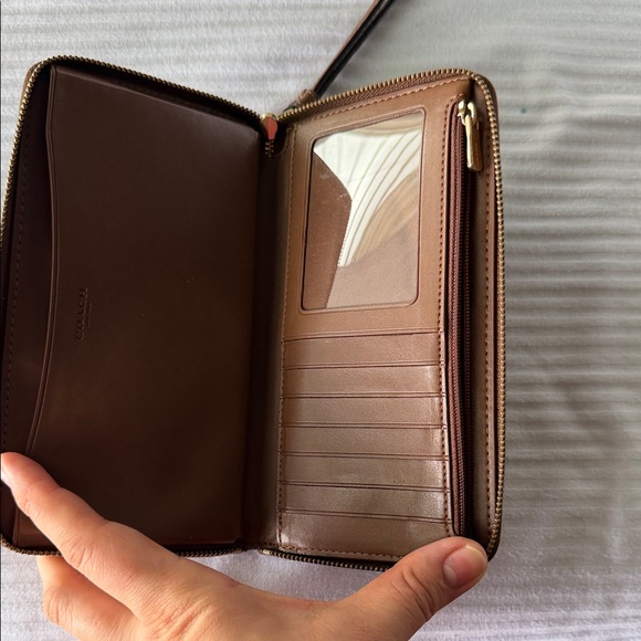 Coach Brown Signature Canvas Zip Wristlet - Picture 3 of 12